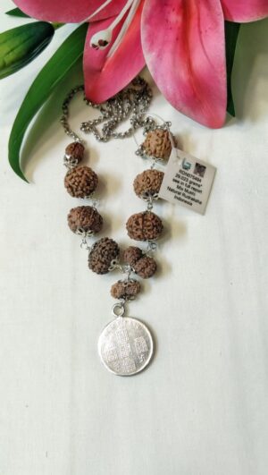 Shop Navagraha Rudraksha Mala Indonesian, silver chain