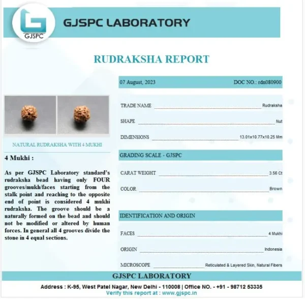 4 Mukhi Certificate