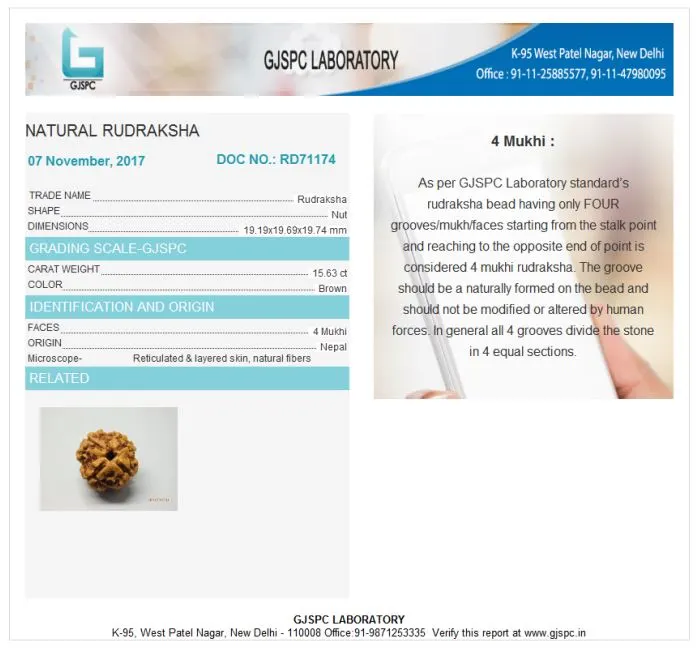 4 Mukhi Certificate