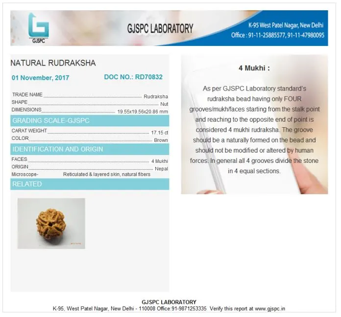 4 Mukhi Certificate