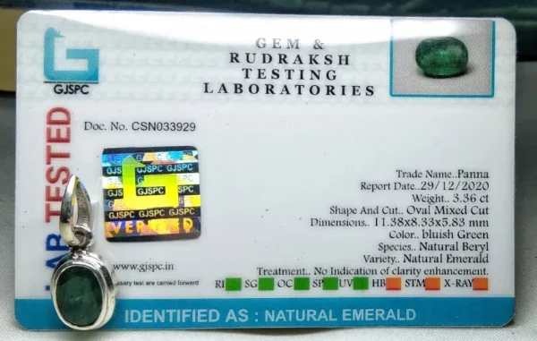 Emerald (Panna) Certificate