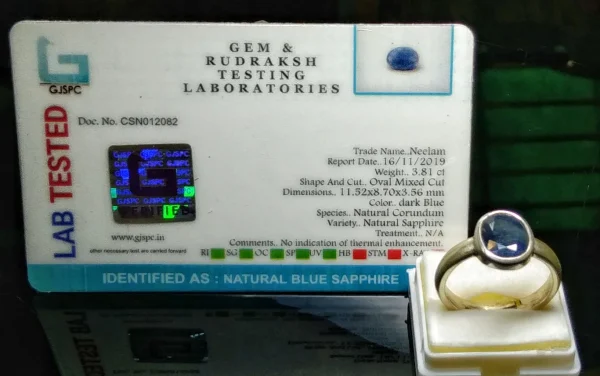 Blue Sapphire (Neelam) Certificate