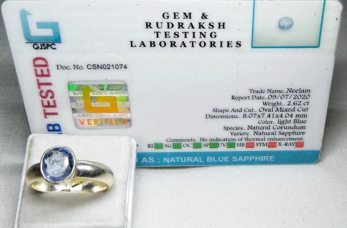 Blue Sapphire (Neelam) Certificate