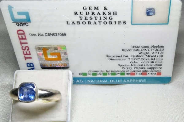 Blue Sapphire (Neelam) Certificate