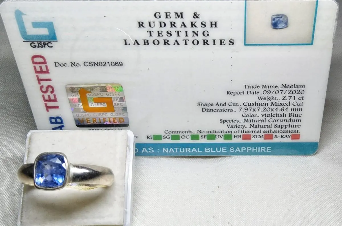 Blue Sapphire (Neelam) Certificate