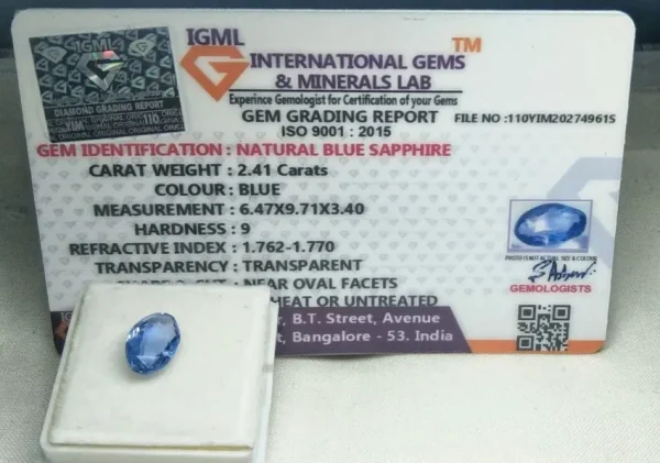 Blue Sapphire (Neelam) Certificate