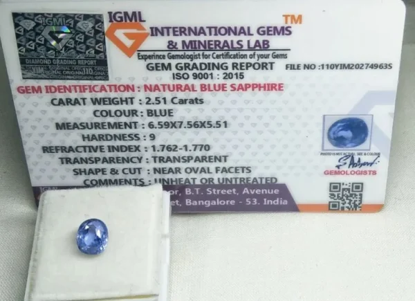 Blue Sapphire (Neelam) Certificate