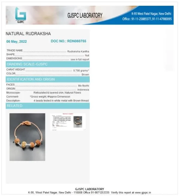 Prem Rudraksha Mala Certificate