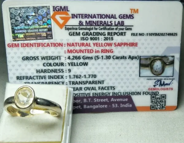 Yellow Sapphire (Pukhraj) Certificate
