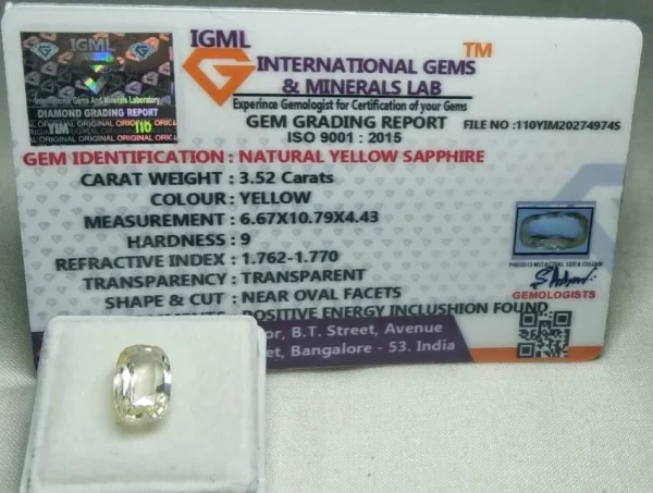 Yellow Sapphire (Pukhraj) Certificate