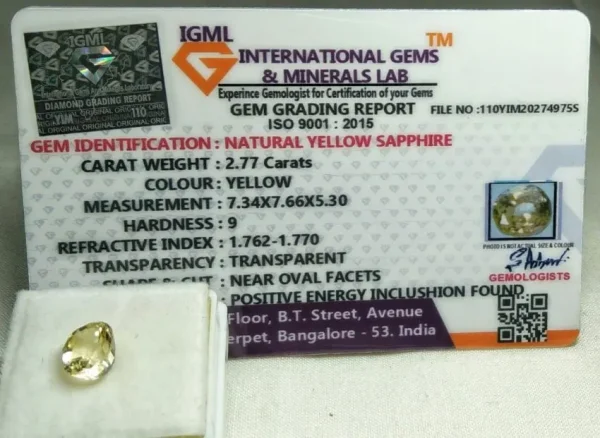 Yellow Sapphire (Pukhraj) Certificate